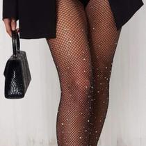 Meia arrastão com strass Meia arrastão com strass