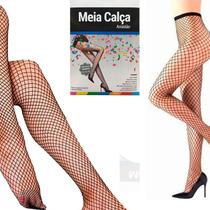Meia Arrastão Fantasia Preta Varias Tramas Kit C/2 Peças