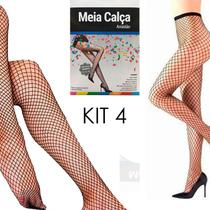 Meia Arrastão Festa Preta Varias Tramas Kit C/4 Peças Meia Arrastão Festa Preta Varias Tramas Kit C/4 Peças
