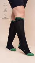 Meia B.ON Leve Cano Alto Preto e Verde marca B.ON