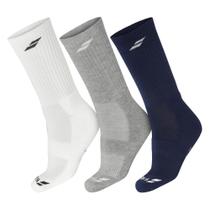 Meia Babolat Pairs Pack Com 03 Pares 42 ao 47 Branco Azul e Cinza