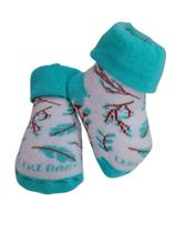 Meia baby antiderrapante branco e azul 0-15 ref-0106310