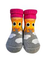 Meia baby atoalhada mescla grafite e pink 0-15 ref-21056001