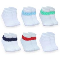 Meia baby kit 6 pares infantil coloridas menino e menina de 0 a 6 meses