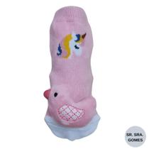 Meia bebe infantil de 12 á 24 meses criança diversos modelos de bichinhos 3d com chocalho antiderrapante pantufa menina