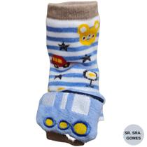 Meia bebe infantil de 12 á 24 meses crianças diversos modelos de bichinho 3d com chocalho antiderrapante pantufa menino