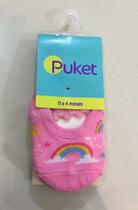 Meia Bebê Puket Sapatilha Atoalhada Elástico Confortável Rosa Arco-Íris 0 a 4m