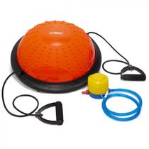 Meia Bola de Equilíbrio Bosu Com Elásticos Extensores e Inflador 46cm Liveup