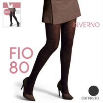 Meia Calça Adulto Com Elastano Selene Feminina Fio 80 Tam G preto