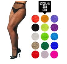 Meia Calça Arrastão Colorida Nylon Para Festa Fantasia