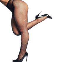 Meia Calça Arrastão com Pedras Brilhantes Sofisticação e Estilo em Cada Detalhe