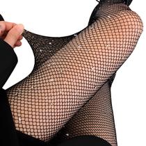 Meia Calça Arrastão Infanto Juvenil e Adulto Com Strass Brilho Trama Rede Preta