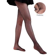 Meia Calça Arrastão Preta com Strass Feminina Roupa Meia Calça Arrastão Preta com Strass Feminina Roupa