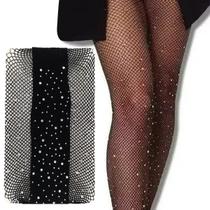 Meia Calça Arrastão Strass Adulto Preta Brilho Moda Feminina Meia Calça Arrastão Strass Adulto Preta Brilho Moda Feminina