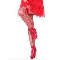 Meia Calça Arrastão Vermelha Tamanho Único - Festa Fantasia Carnaval Meia Calça Arrastão Vermelha Tamanho Único - Festa Fantasia Carnaval