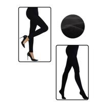 Meia Calça Com e Sem Pé Preta Flanelada Térmica Ajuste Corpo