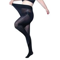 Meia Calça Elástica 70D Anticelulite Brilhante Resistente Cintura Alta Preta - Plus Size 46/50