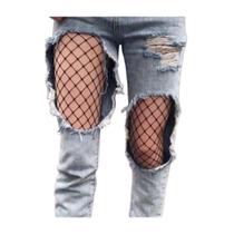Meia-Calça Feminina Arrastão Preta Trama Fechada