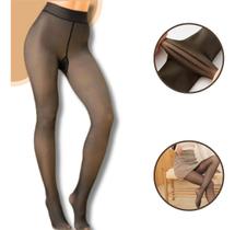 Meia Calça Feminina Forrada Térmica Translúcida Peluciada
