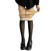 Meia Calça Feminina Sólida Forrada De Lã Quente Pelúcia Para o Inverno Frio Grossa