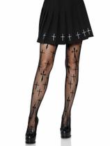 Meia-calça Fishnet Leg Avenue Worship Me Cross Net tamanho único Meia-calça Fishnet Leg Avenue Worship Me Cross Net tamanho único