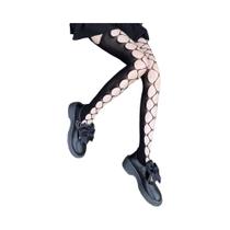 Meia-calça Floral De Rede Com Cintura Alta E Abertura Na Virilha, Tamanho 4XL plus Size, Lingerie