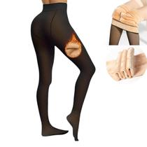 Meia Calça Forrada Translucida Lã Peluciada Pelinho Termica Grossa Inverno Com Pé