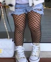 Meia Calça Infantil Arrastão Mini Diva Blogueirinha Luxo