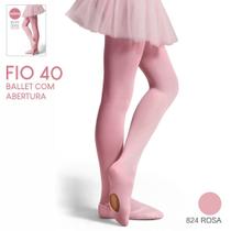 Meia Calca Infantil Ballet Fio 40 Com Abertura 9585 - Kit 2 Un