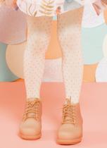 Meia calça infantil fio 20 com poás dourados PUKET