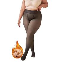 Meia Calça Peluciada Térmica Translúcida Plus Size Forrada Com Pé GG