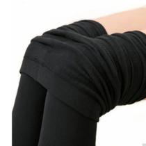 Meia Calça Térmica Flanelada Cos alto Grossa Adulto Inverno Sem Pé - Tamanho Único - Preta