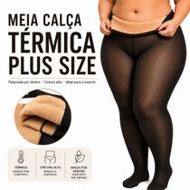 Meia Calça Térmica Plus Size Peluciada Feminina Tamanho do 48 ao 54 Translúcida Efeito Meia Fina