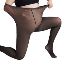 Meia-Calça Térmica Plus Size Peluciada Forrada Translúcida Legging Grossa Inverno de Frio