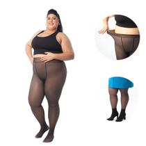 Meia calça Translúcida Plus size térmica peluciada forro peludo grossa frio inverno 220g