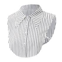 Meia-camisa falsa com gola de blusa feminina listrada branca
