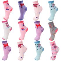 Meia Cano Longo Infantil Menina Kit com 12 Pares