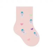 Meia Cano Médio 17 ao 20 Rosa Corações Selene Bebê Menina Meia Cano Médio 17 ao 20 Rosa Corações Selene Bebê Menina