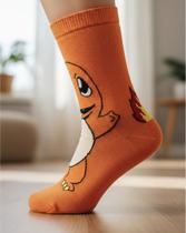 Meia Cano Médio Divertida Estampa Pokemon Adulto em Algodão Casual e Esporte Pronta Entrega