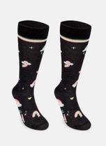 Meia Cano Puket Menina Arco Íris Preto 23 A 33 Meia Cano Puket Menina Arco Íris Preto 23 A 33