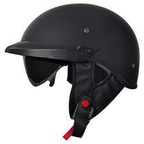 Meia capacete de motocicleta ELCYCO Matte Black DOT aprovado