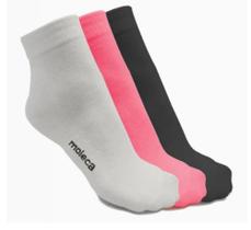 Meia casual cano Médio em algodão Kit com 3 Pares Moleca 243