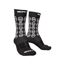 Meia Ciclismo Corrida Esportiva Cano Médio ERT Skull