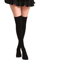 Meia Colegial Preta 7/8 Acima do Joelho: Inverno - Anime Lolita Cosplay