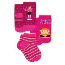 Meia com Cano Infantil Feminina Kit 3 Pink Pop Lupo Meia com Cano Infantil Feminina Kit 3 Pink Pop Lupo