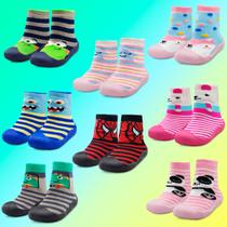 Meia com Sola Bebê Emborrachada Menina Menino Personagens Sortida Aranha, Raposinha, Panda Antiderrapante Infantil Meia com Sola Bebê Emborrachada Menina Menino Personagens Sortida Aranha, Raposinha, Panda Antiderrapante Infantil