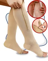 Meia Compressão Com Ziper Para Circulação Varizes Trombose Inchaço