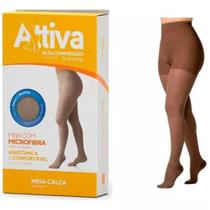 Meia compressiva panturrilha 3/4 natural escuro ponteira aberta sigvaris