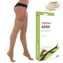 Meia Coxa 7/8 Venosan 6000 Compressão 20-30mmHg Pé Aberto Bege