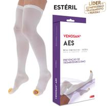 Meia Coxa 7/8 Venosan AES Antitrombo Compressão 18mmHg Pé Aberto Branca Estéril